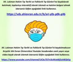 XII. LOKMAN HEKİM GÜNLERİ 3-4 HAZİRAN 2021 TARİHİNDE YAPILACAK